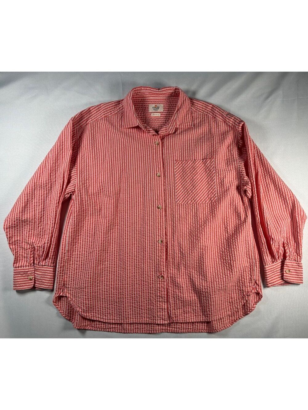 Marine Layer Mens Oversize Fit Seersucker Size Medium